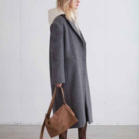 OAK + FORT OVERSIZED WOOL BLEND COAT - Picture 5 of 7